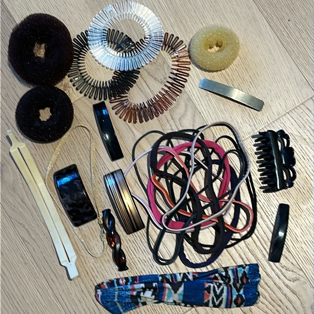 Variety of Hair Accessories and Satin Sleep Bonnet